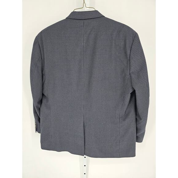 Chaps Mens Sz XXL 2 Button Classic Blazer Jacket Navy Blue Plaid - Picture 5 of 5